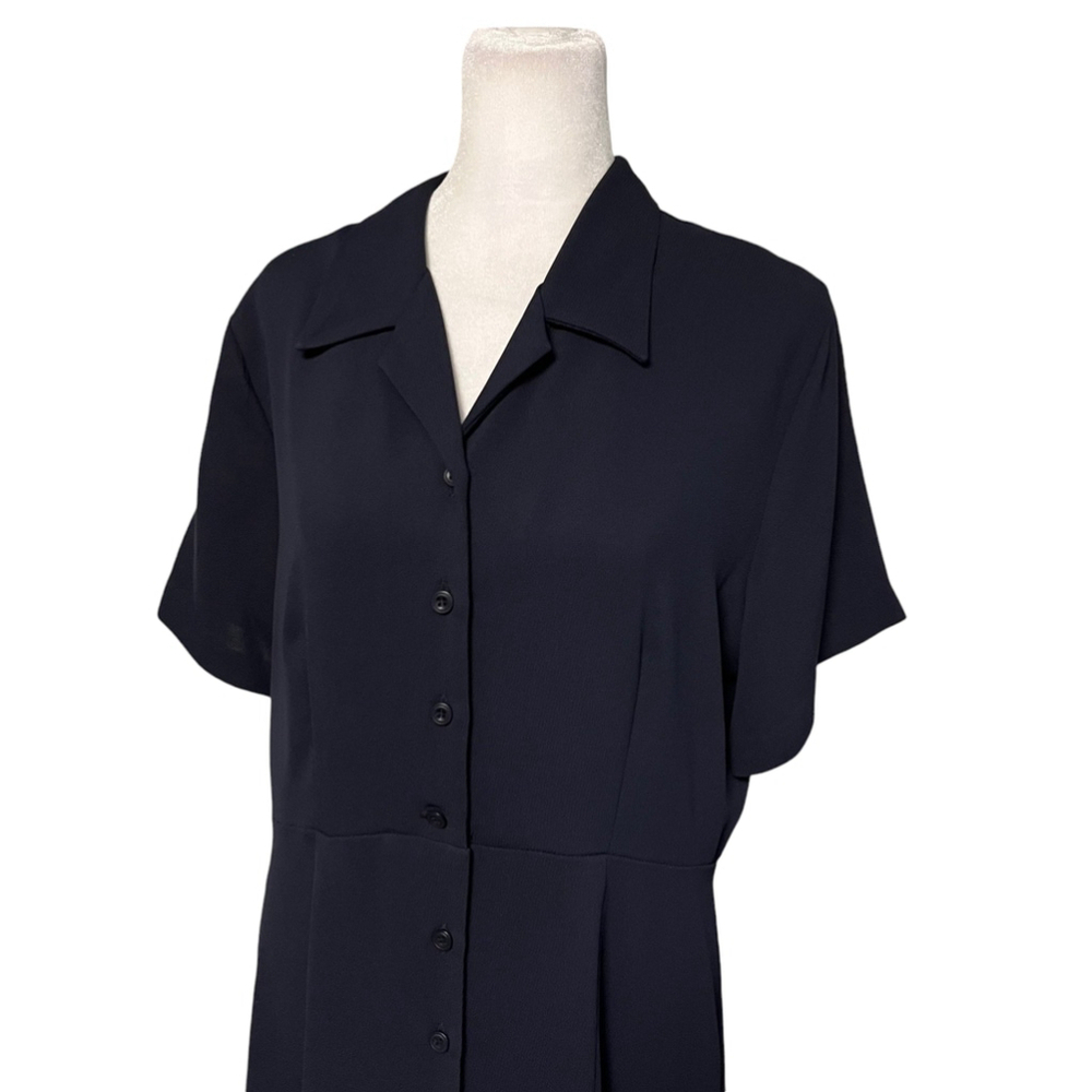 Eddie Bauer Navy Blue Button Front Short Sleeve Maxi Shirt Dress Size 10 NWT - Picture 4 of 7